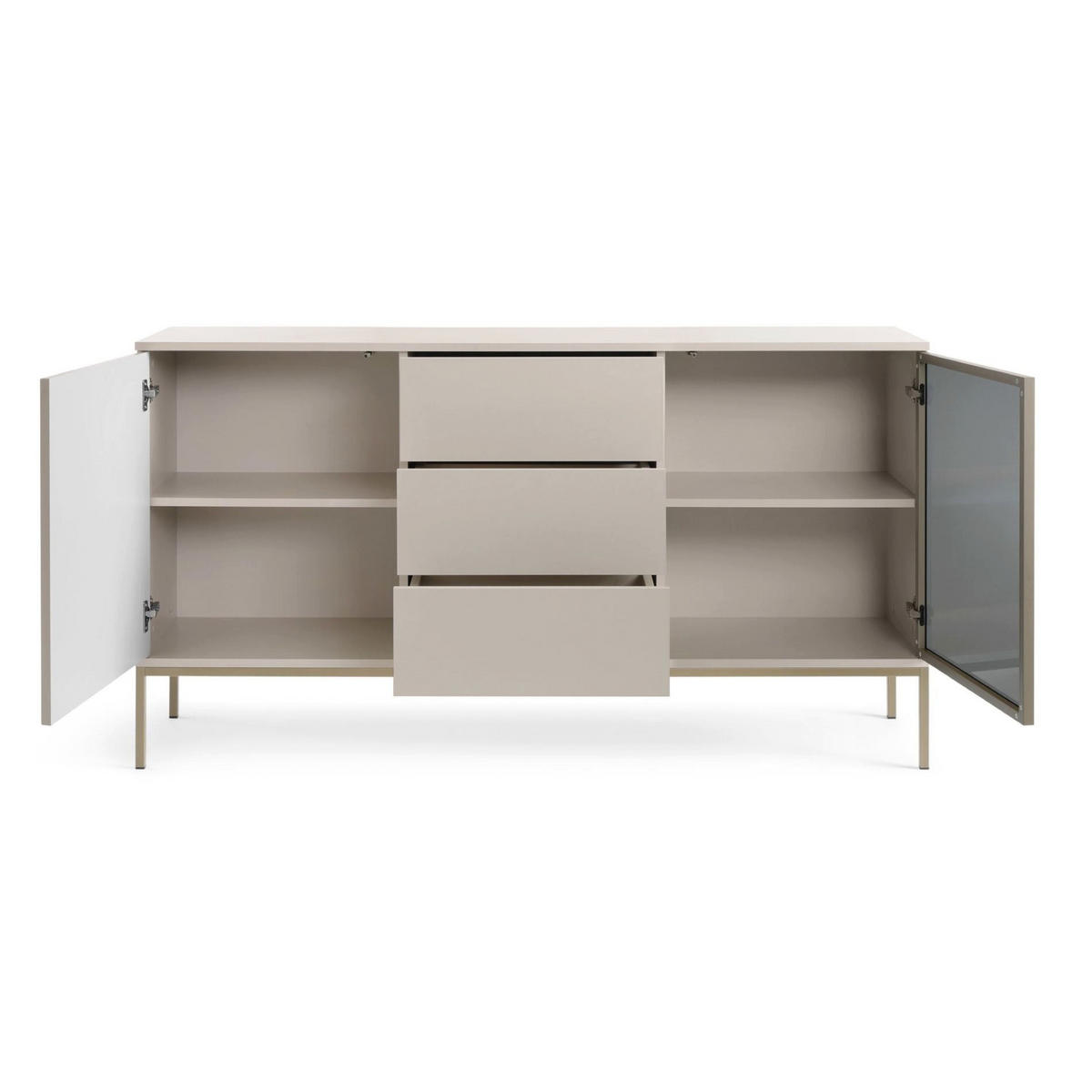 SIDEBOARD Tosena Greige mit LED 154 cm - Kaschmir/Goldfarben, Holzwerkstoff/Metall (154/83/39cm) - Selsey