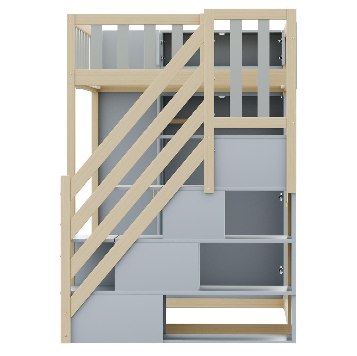 HOCHBETT 90/200 cm aus Holz mit Schubladen, Grau - Naturfarben, Holz (90/200cm) - OKMYHOME