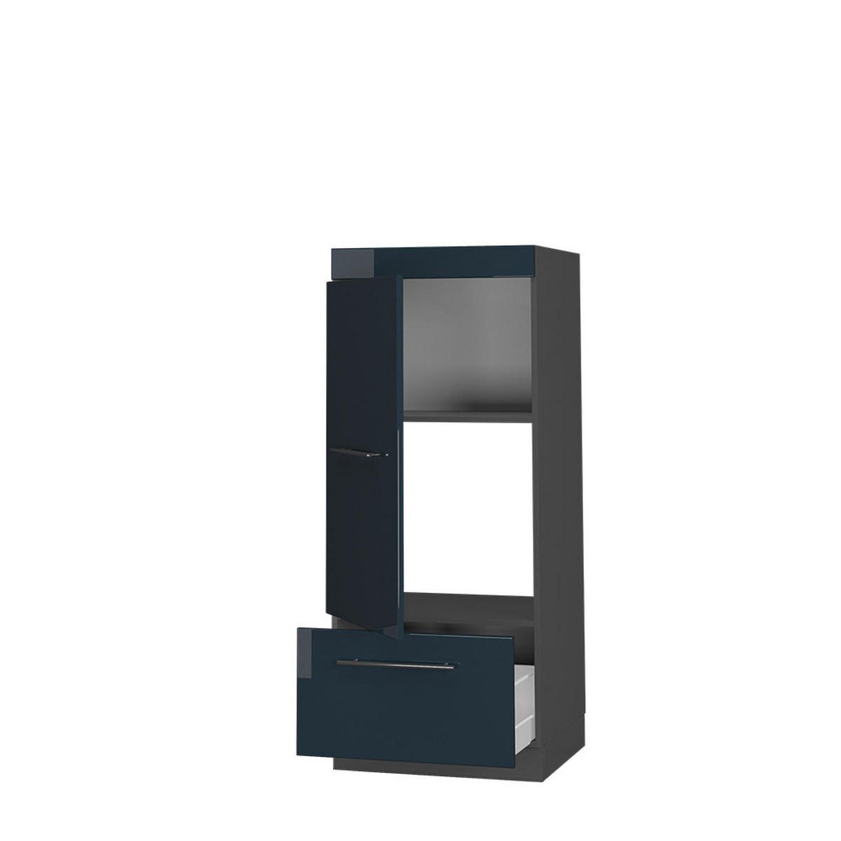 MIKROWELLENSCHRANK Fame-Line Dunkelblau Hochglanz 60 cm - Anthrazit/Dunkelblau, Holzwerkstoff (60/153.6/58.1cm) - Vicco