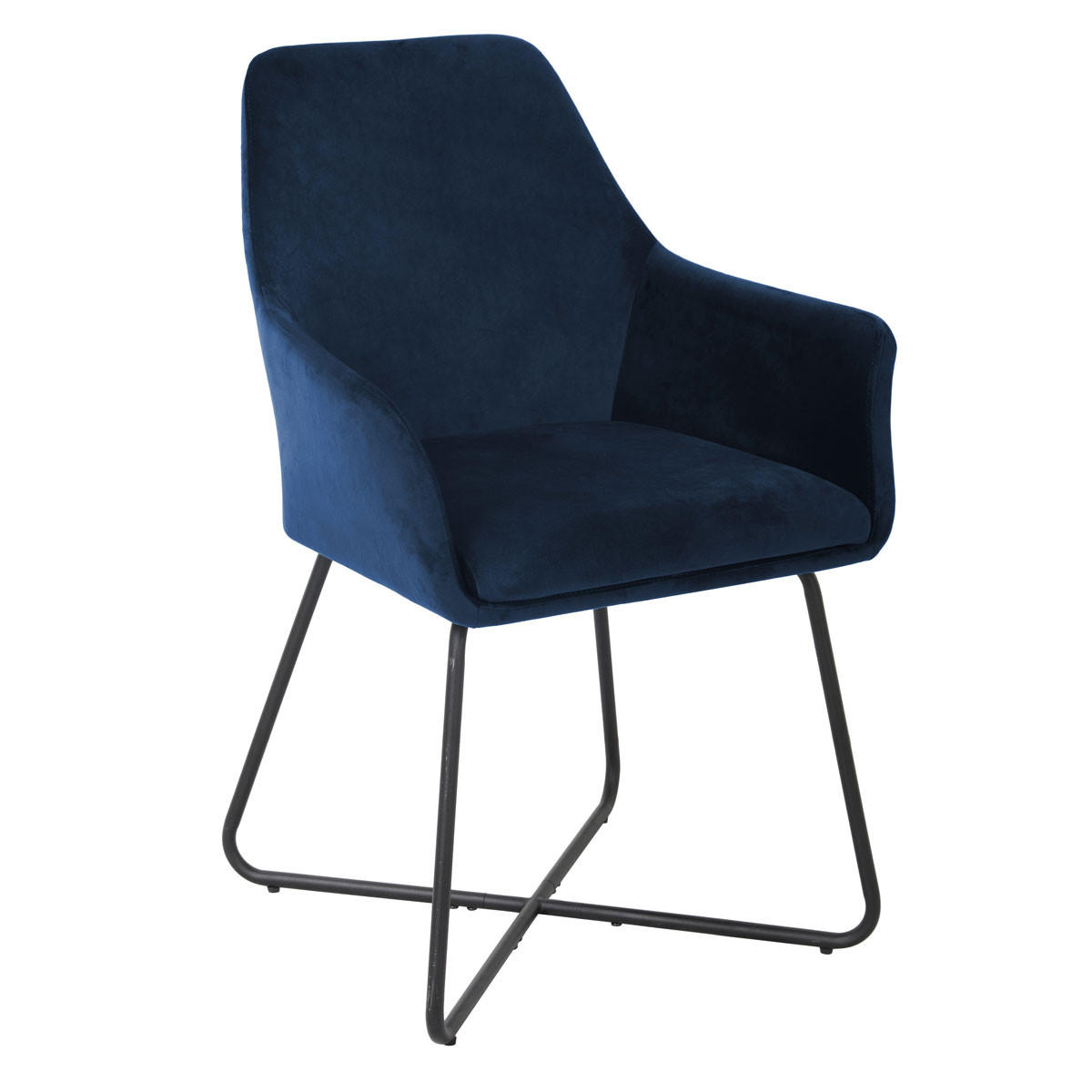ESSZIMMERSTUHL JOSIE Dining 2er Set Samt Dunkelblau - Schwarz/Dunkelblau, Textil (59/88/58cm) - SVITA