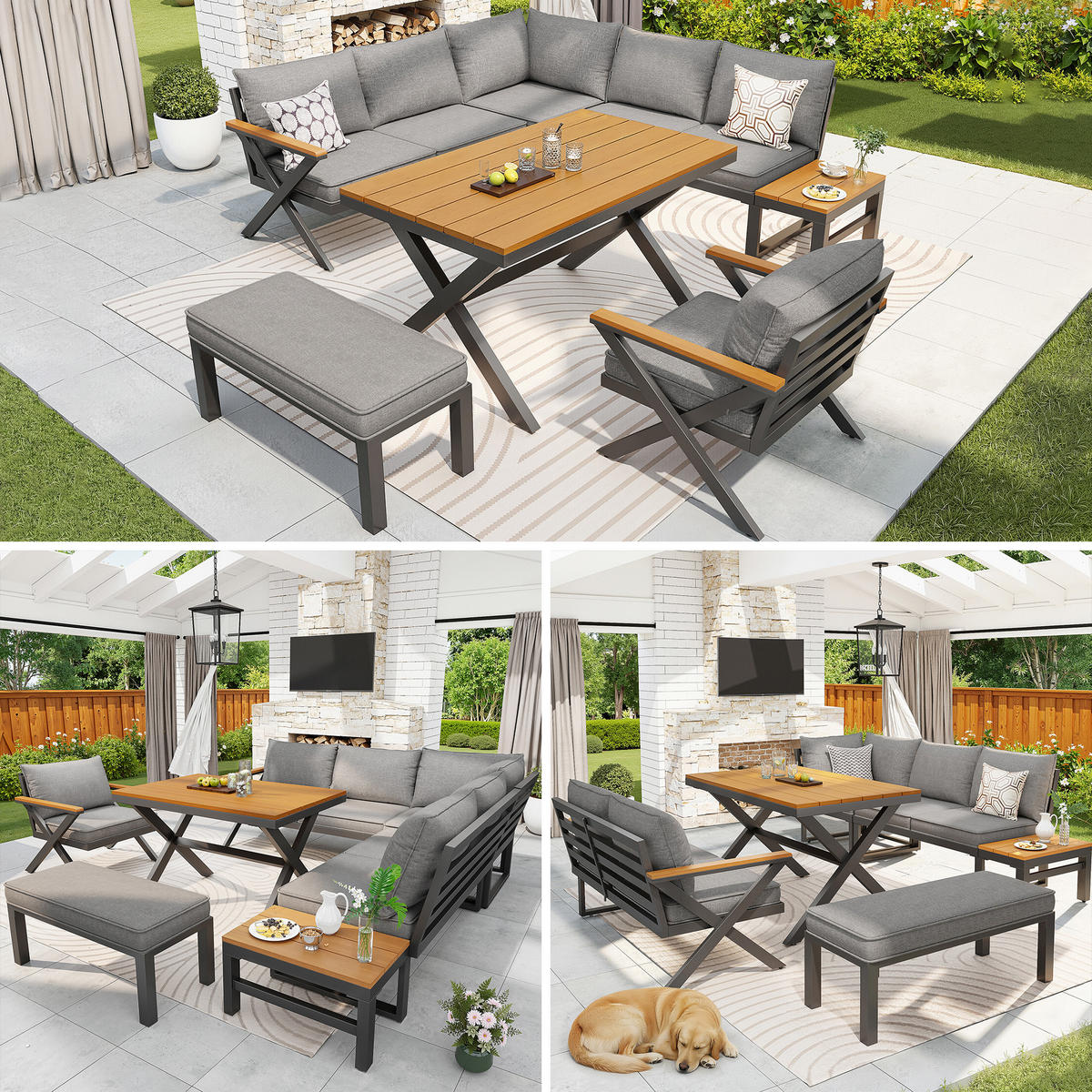 LOUNGE-GRUPPE X-Design Grau/Beige - Grau, Metall - ComfortXL