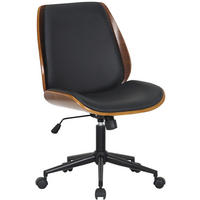 DREHSTUHL Lederlook Walnuss/Schwarz - Walnussfarben/Schwarz, Textil/Metall (49.5/90/57cm) - CLP