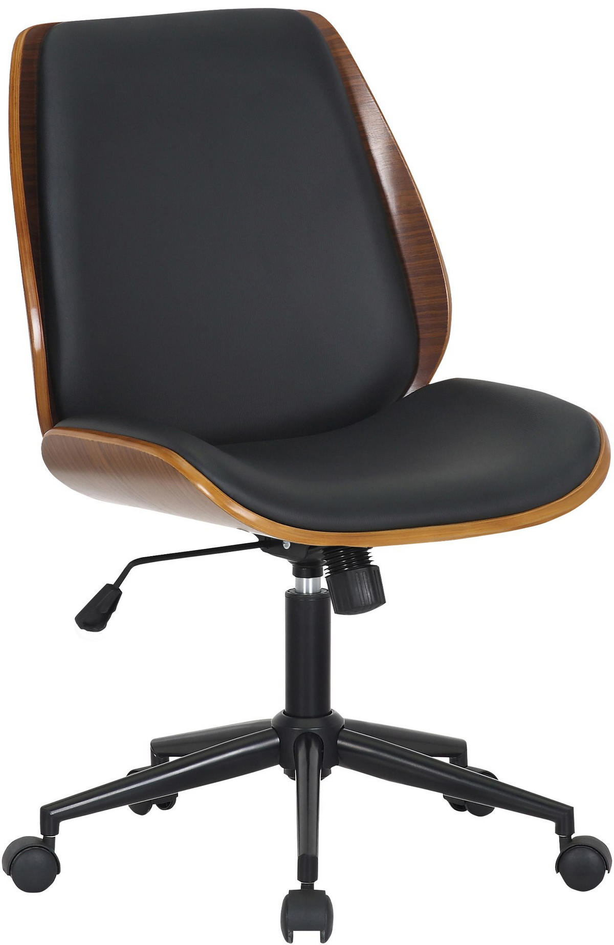 DREHSTUHL Lederlook Walnuss/Schwarz - Walnussfarben/Schwarz, Textil/Metall (49.5/90/57cm) - CLP