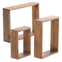WANDREGAL-SET CUBEN 3-tlg Recyclingholz massiv, 3 Größen 01 natur-vintage - Naturfarben, Holz (40/50/11cm) - DESIGN DELIGHTS