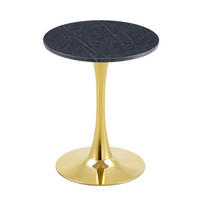 BEISTELLTISCH aus MDF und Metall 60x60x72 cm Schwarz/Gold in Marmoroptik mit runder Tischplatte und stabilem Stand - Schwarz, Holzwerkstoff (60/60/72cm) - Modfu