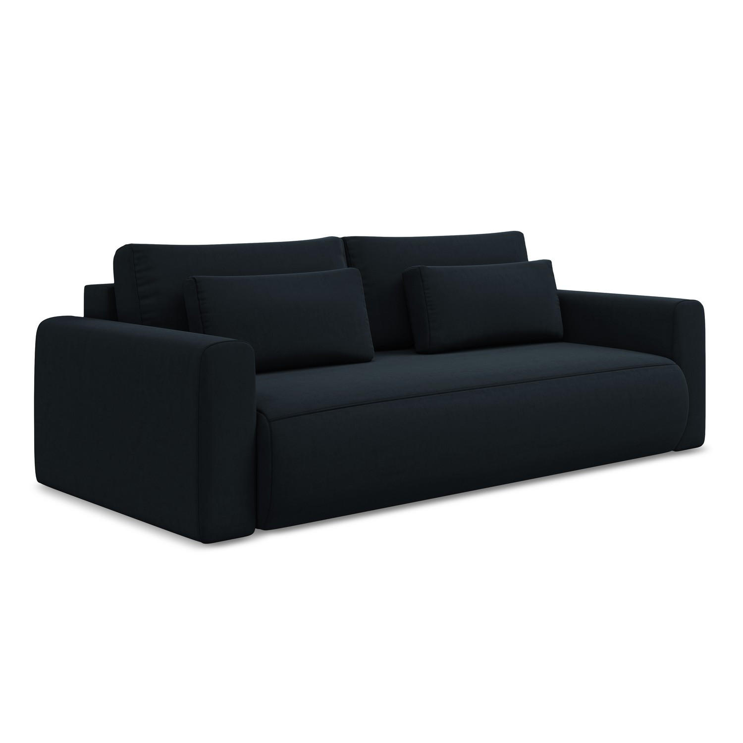 3-SITZER SOFA mit Schlaffunktion Samt Stoff Blau - Blau/Schwarz, Kunststoff/Textil (238/82/105cm) - LaMiaSofa