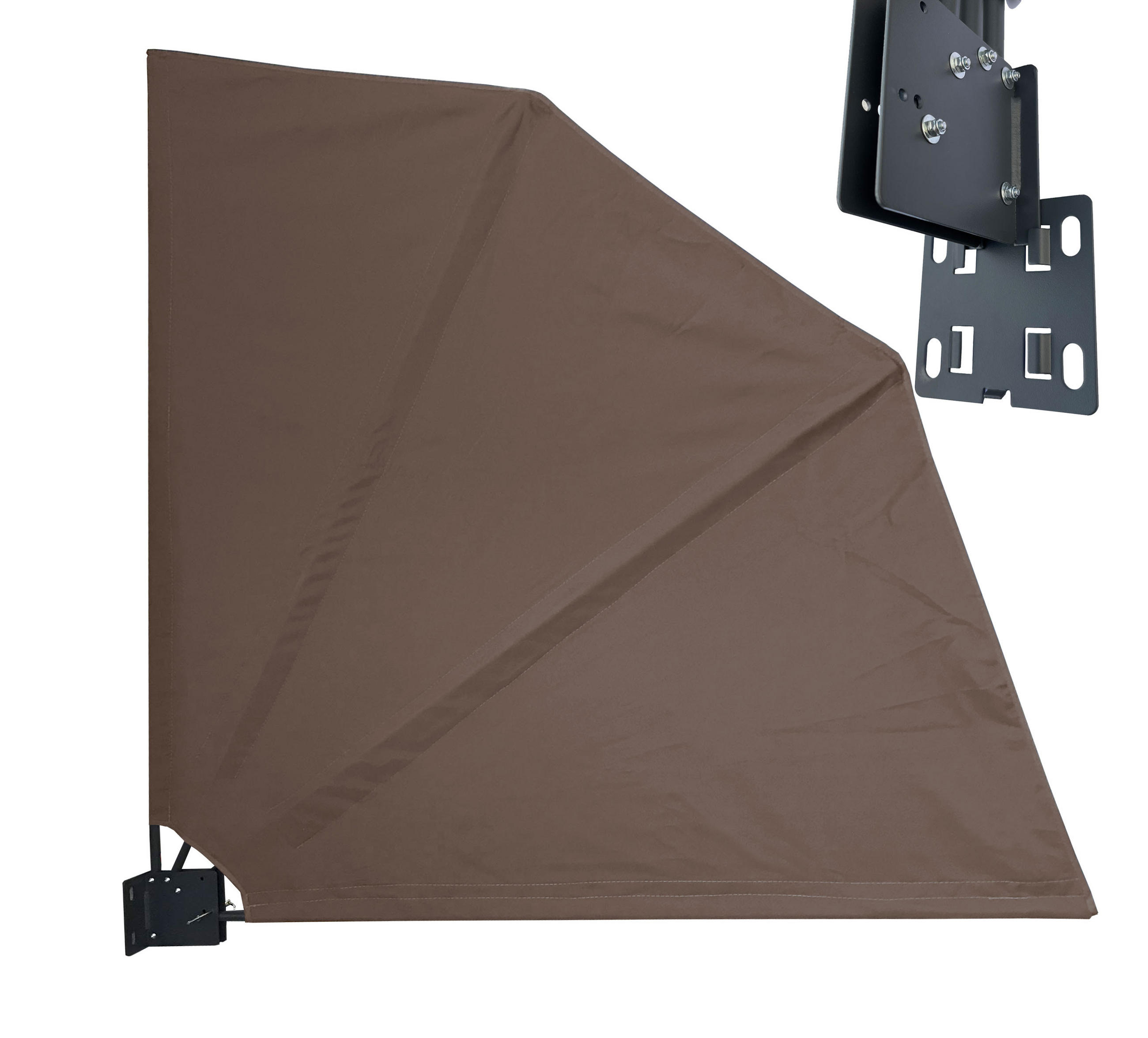 SICHTSCHUTZFÄCHER 115x115 cm Beigegrau mit Easy Mount Wandplatte - Taupe, Metall (2/115cm) - QUICK STAR