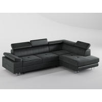 ECKSOFA CAROLINE Rechts Dunkelgrau Velours-Stoff mit Schlaffunktion und Bettkasten - Chromfarben/Dunkelgrau, Textil (253/190cm) - Barchello
