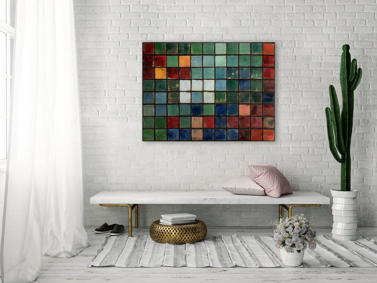 HOLZBILD Bunt 100/70 cm - Multicolor, Holz (7/70cm) - KUNSTLOFT
