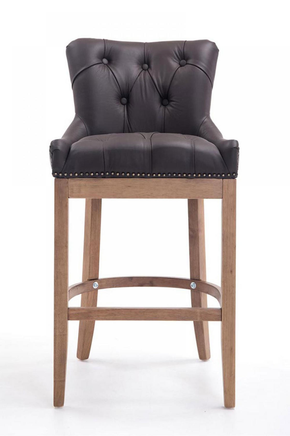 BARHOCKER 2er Set Echtleder braun - Naturfarben/Braun, Leder/Holz (55/109/57cm) - CLP