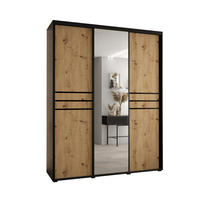 SCHWEBETÜRENSCHRANK 235,2/200/45 3-türig - Schwarz/Eiche Artisan, Holz/Metall (200/235/45cm) - Abiks Möbel