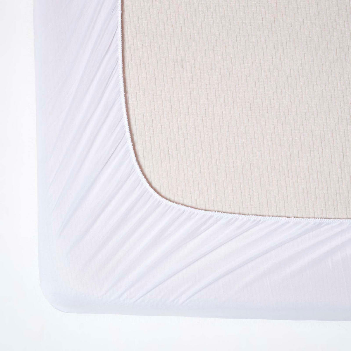 MATRATZENSCHONER 90/190 cm, samtweich & gepolstert - Weiß, Textil (90/190cm) - Homescapes