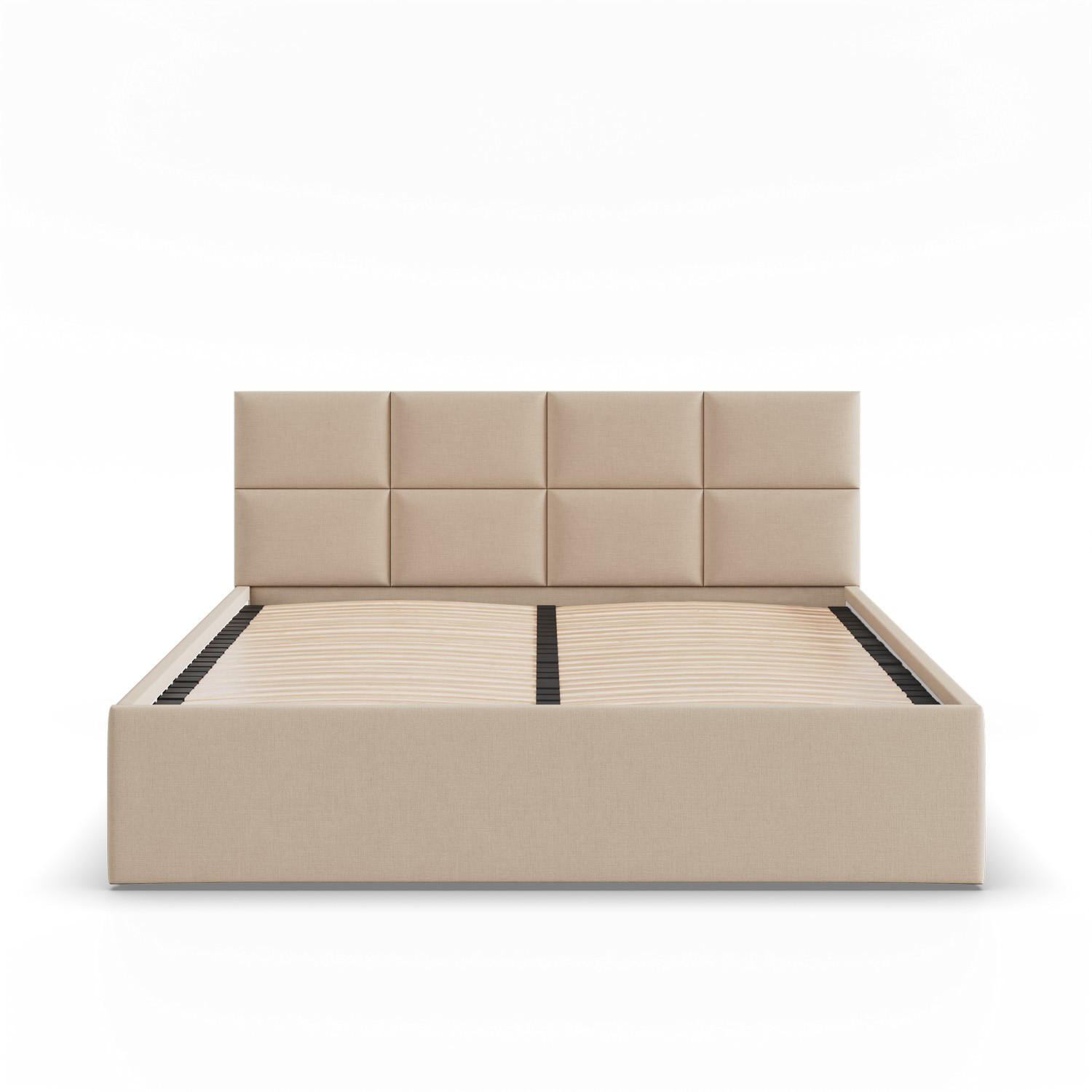 POLSTERBETT MIT KOPFTEIL 160x200 ohne Bettkasten BORGO, Beige - Beige, Textil (160/200cm) - Mebligo