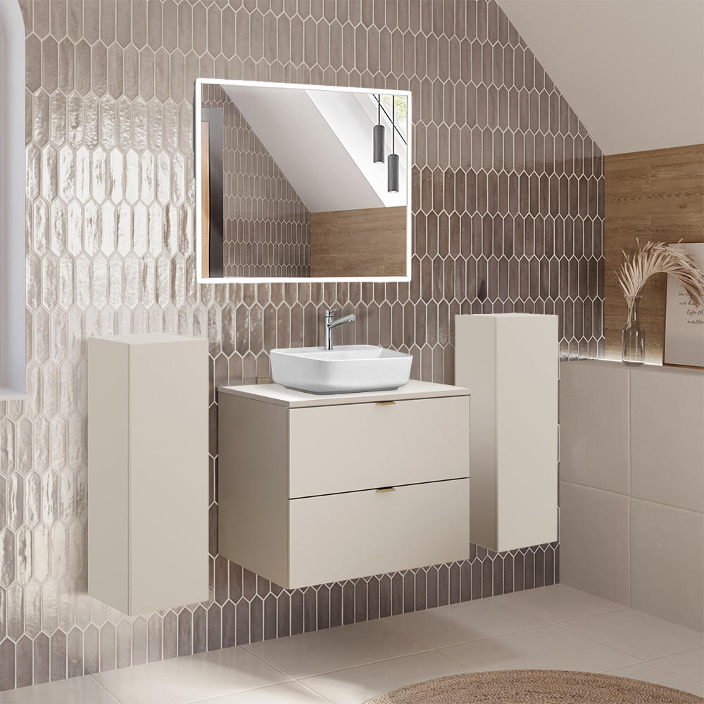 BADMÖBEL-SET 4-TLG. Durango-56 - Beige, Holzwerkstoff (150/200/47cm) - Lomado