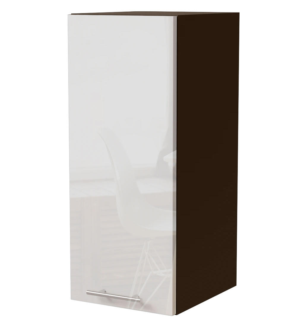 Feldmann-Wohnen Küchenhängeschrank Weiß Hochglanz, Dunkelgrau 30x72x32.5 cm