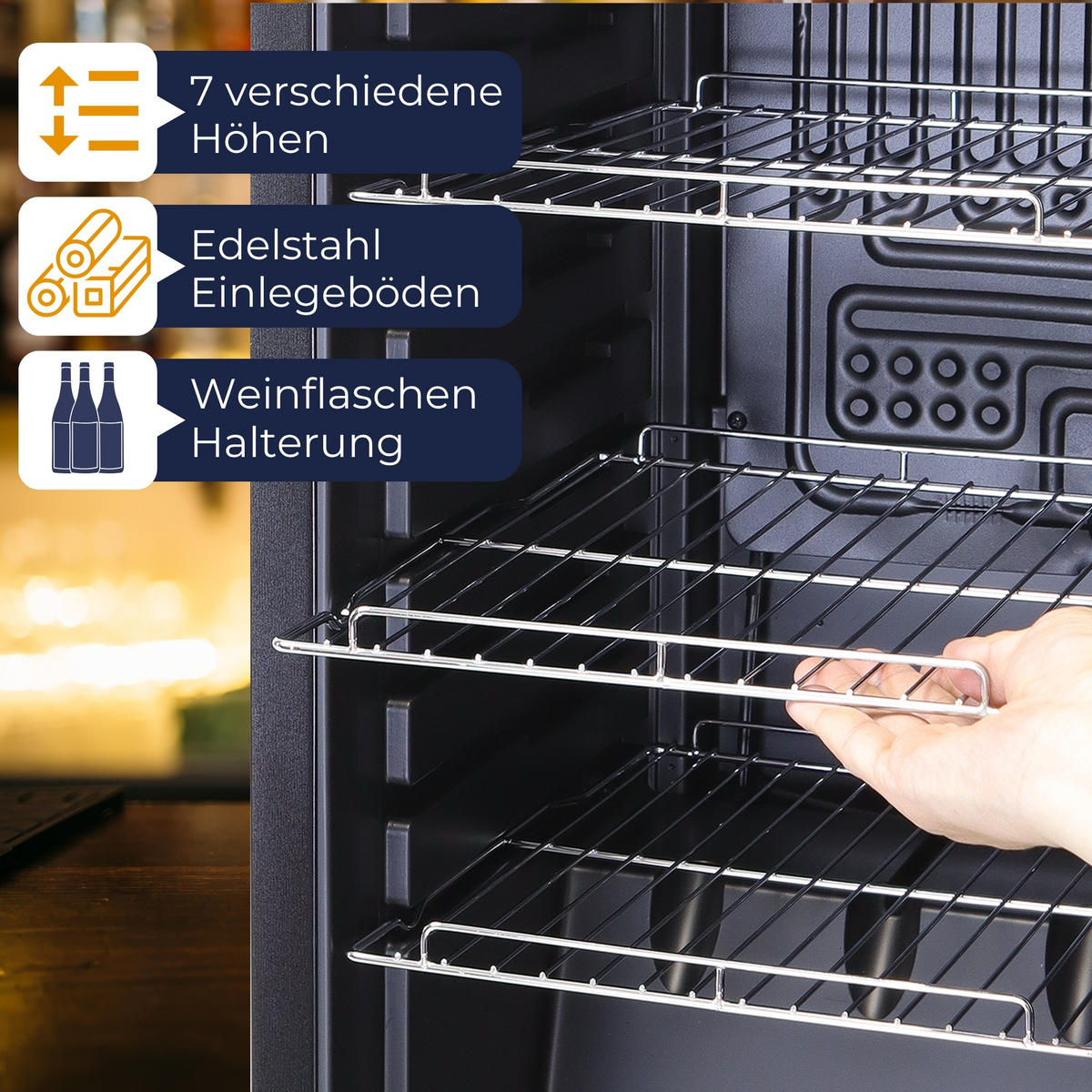 WEINKÜHLSCHRANK GK50 - Schwarz, Metall (40/76cm) - Sommertal
