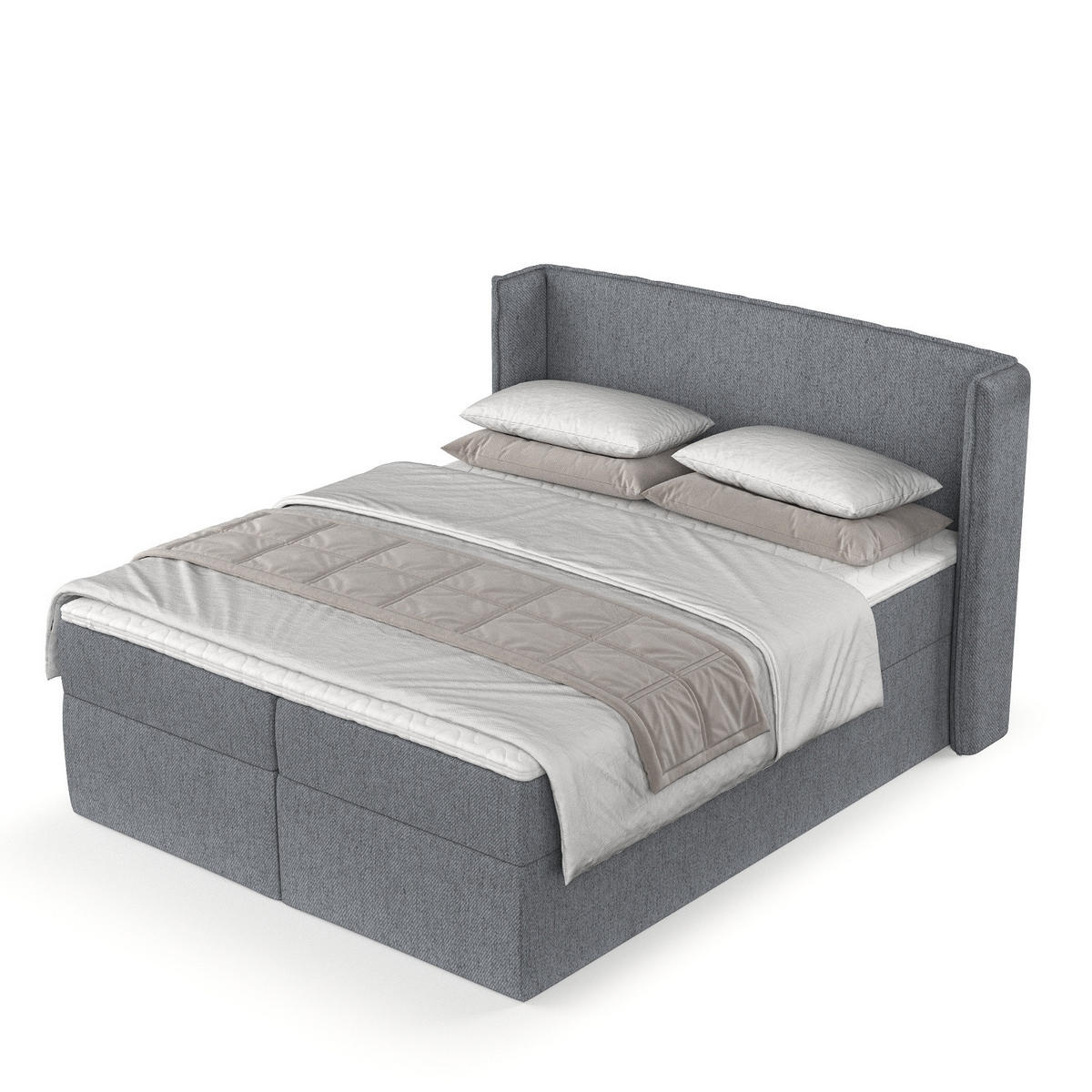 BOXBETT Viva 200/200 cm Grau im Neve Stoff - Schwarz/Grau, Holz/Holzwerkstoff (200/200cm) - AltaBeds