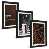 BILDER SET 3er Set - 20x30 cm Schwarzer Rahmen - Kaffeegetränk mit Schlagsahne - Schwarz, Kunststoff (20/30cm) - TULUP