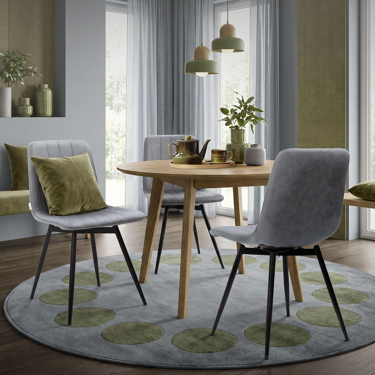 ESSZIMMERSTÜHLE 2er Set drehbar Küchenstühle gepolstert aus Kunstleder Anthrazit - Anthrazit/Schwarz, Textil/Metall (43/81/52cm) - ML-DESIGN