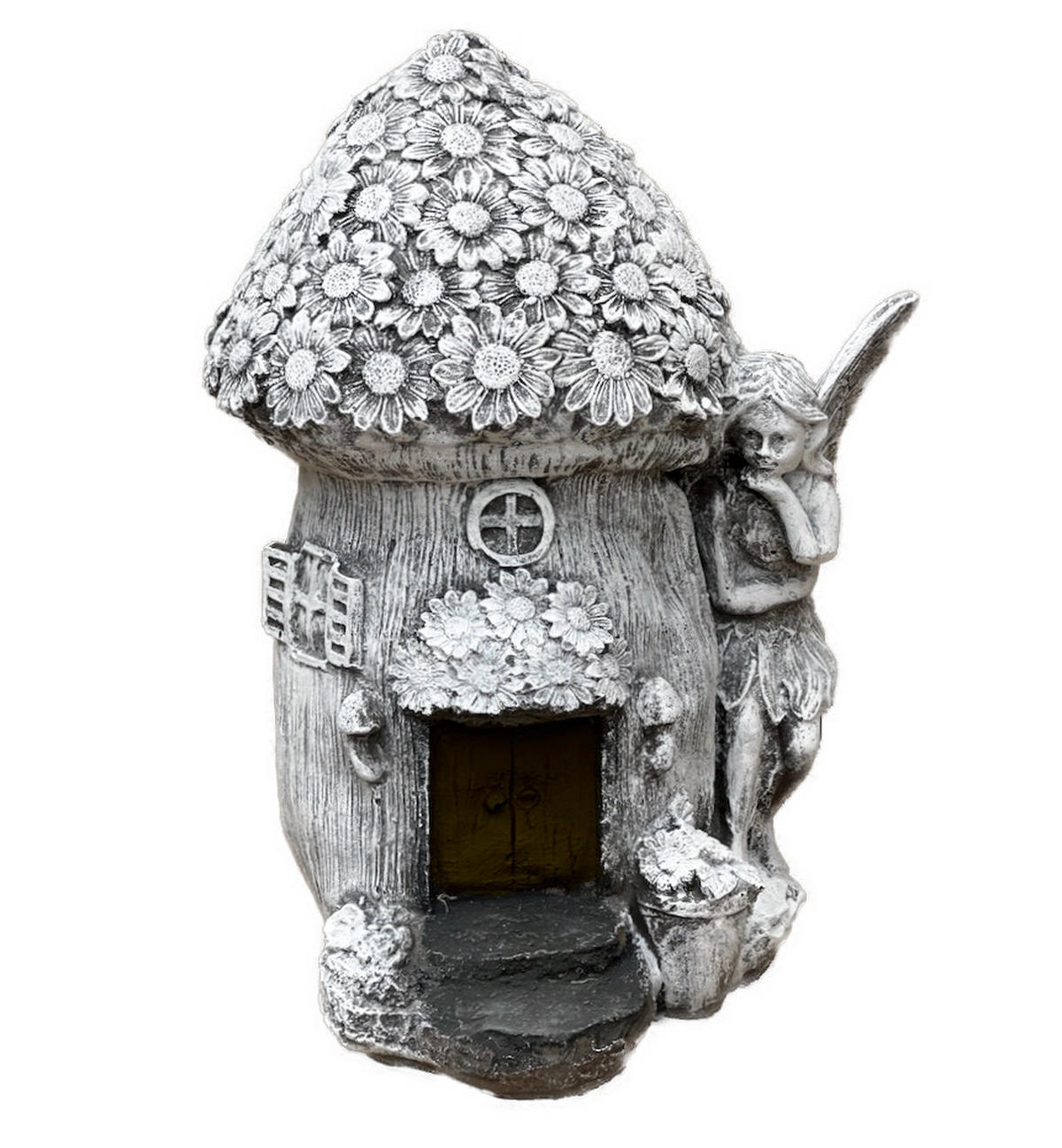 FEEN- und Elfenhaus aus Steinguss, handgefertigt, frostsicher - Grau, Stein (20/24/15cm) - stoneandstyle