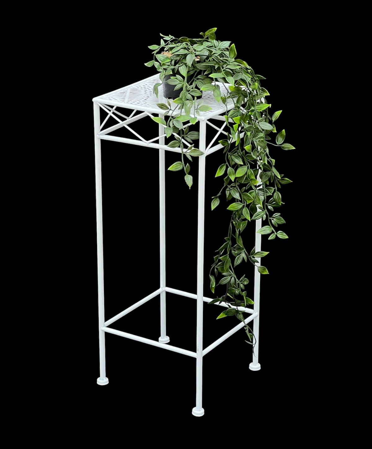 BLUMENHOCKER 60 cm Metall Eckig Weiß 96314 M - Weiß, Metall (23/60/23cm) - DanDiBo