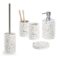 BADACCESSOIRE-SET 5-teiliges Terrazzo - Zement - Beige, Stein (10/38.4/10cm) - Zeller Present