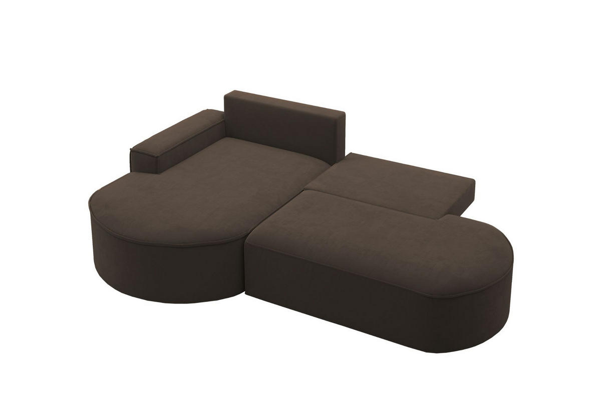 ECKSOFA mit Schlaffunktion und Bettkasten Modena Runden stoff Salvador Dunkelbraun Links - Dunkelbraun, Holz/Textil (179/278cm) - Kaiser Möbel