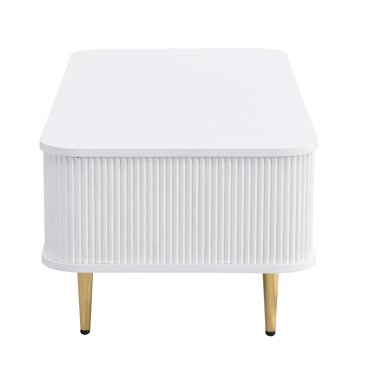 COUCHTISCH DE-035 WaveLine Weiß/Gold - Weiß, Holzwerkstoff (51/105/38cm) - ComfortXL