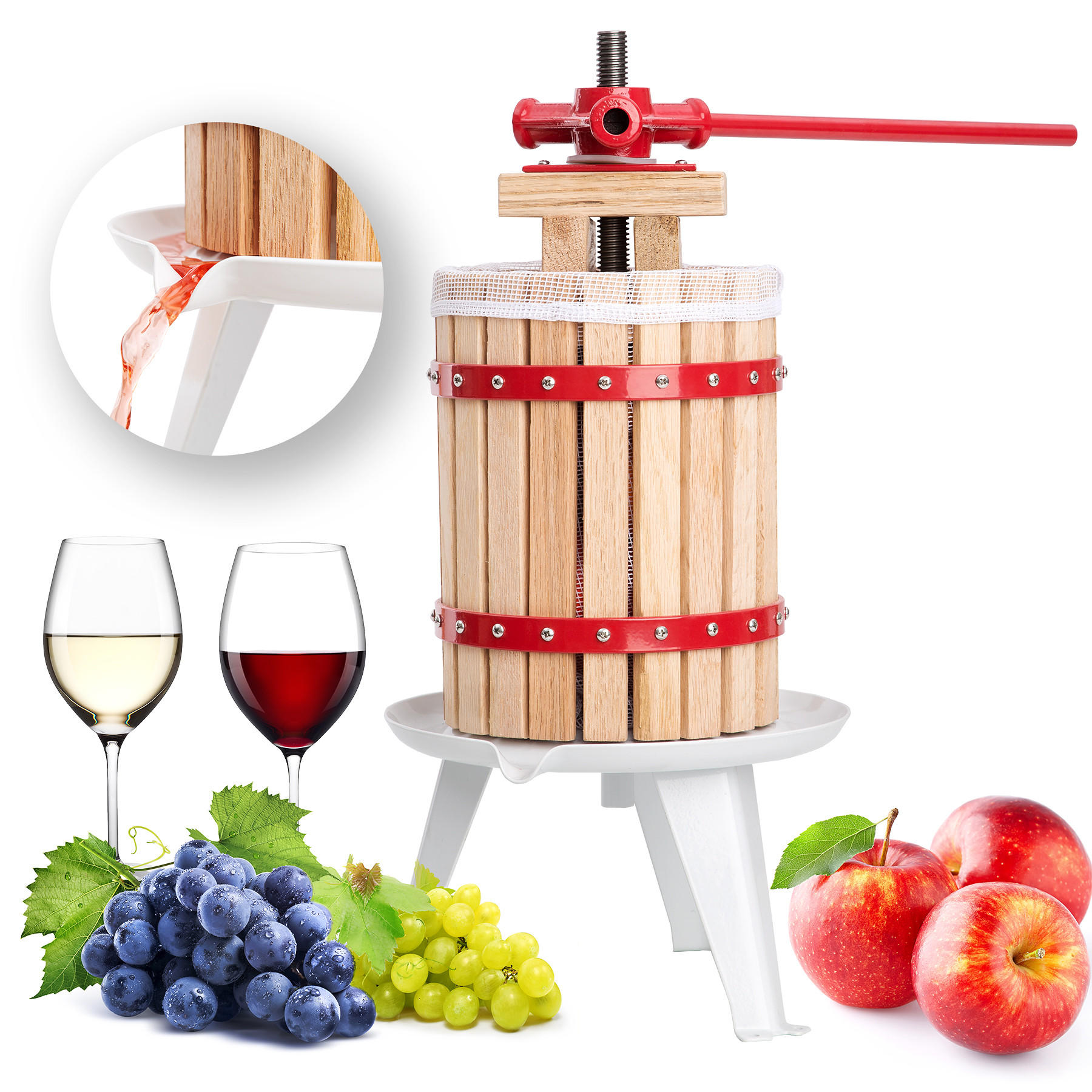 SAFTPRESSE 6 L ,60 x 45 x 28 cm,rot - Rot, Metall (45/28/60cm) - tectake