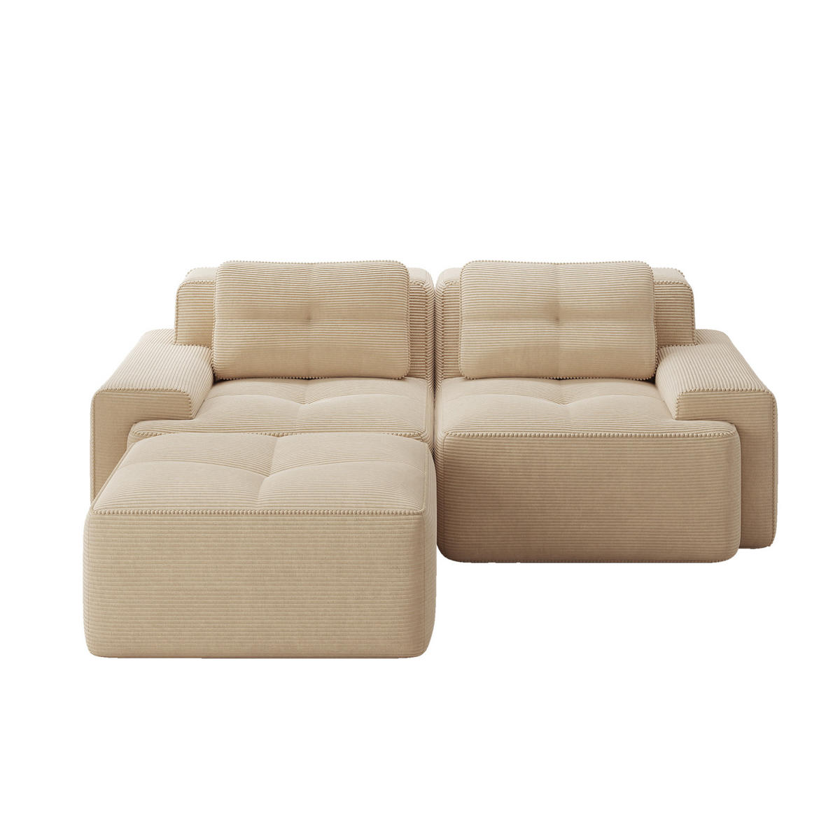 SOFA modular mit Tiefsitz 74 cm Cord Beige - Beige, Kunststoff (177/204.1cm) - Meubliv