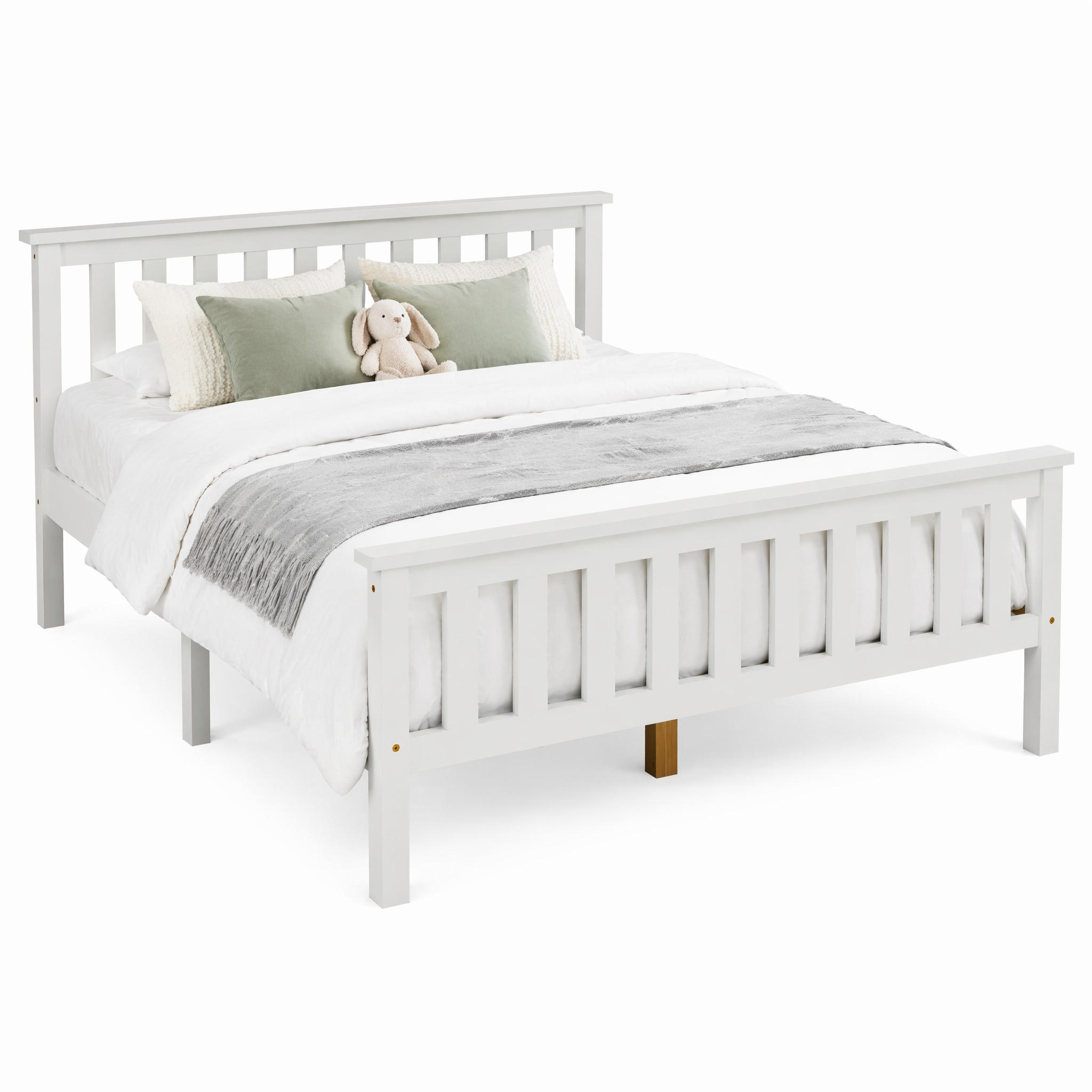 BETT 140/200 cm in Weiß mit Lattenrost Massivholz Minimalistisches Design - Weiß, Holzwerkstoff (140/200cm) - STILVORA