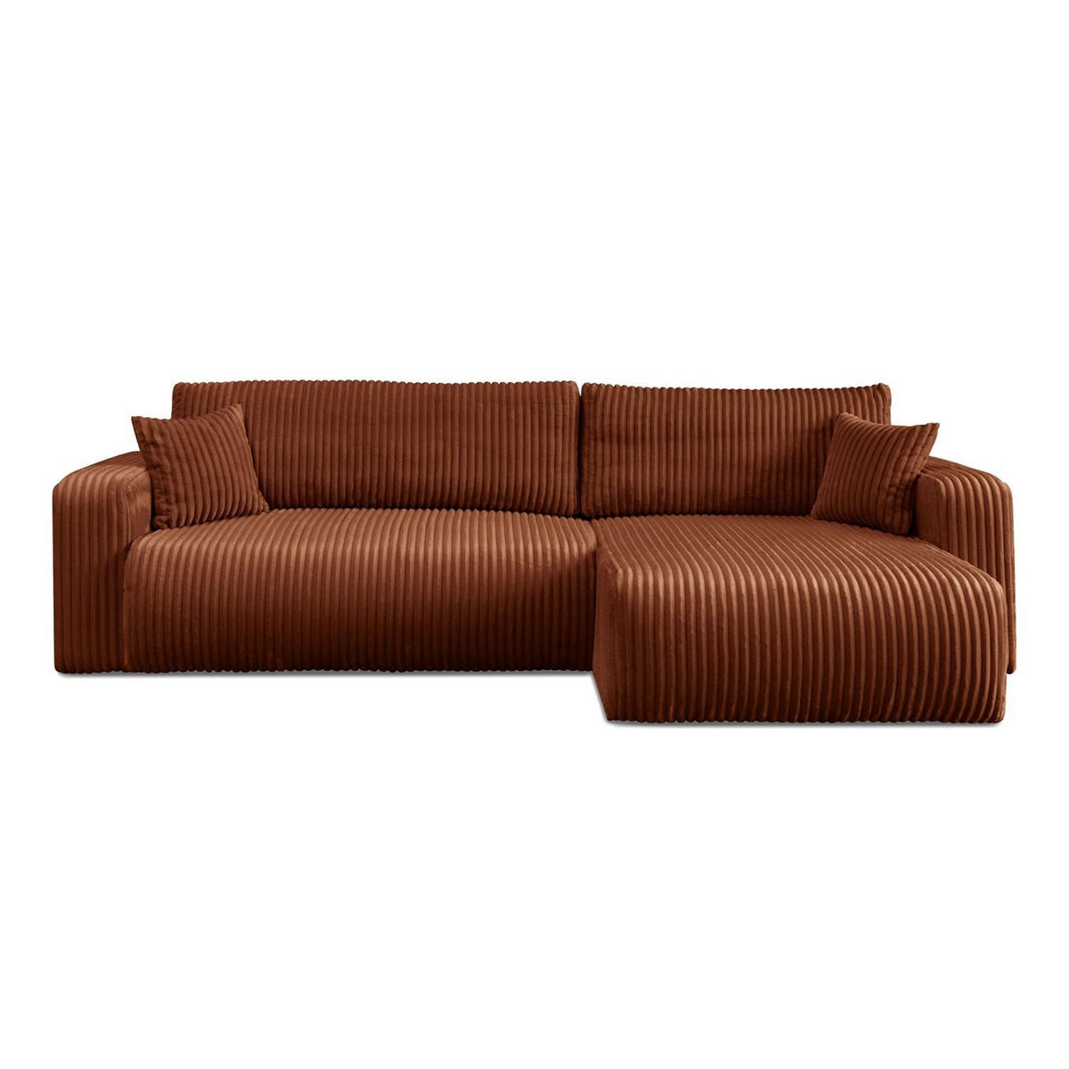 Ecksofa PRESTIGE SOFT mit Schlaffunktion und Bettkasten, Tilia 52 - Cognac, Textil (277/143cm) - Lookway