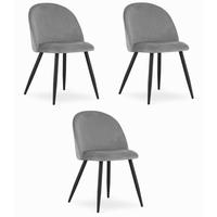 ESSZIMMERSTUHL 3-er Set BELLO hellgrauer Sitz, schwarze Beine - Hellgrau/Schwarz, Textil (46/76.5/42.5cm) - Valora