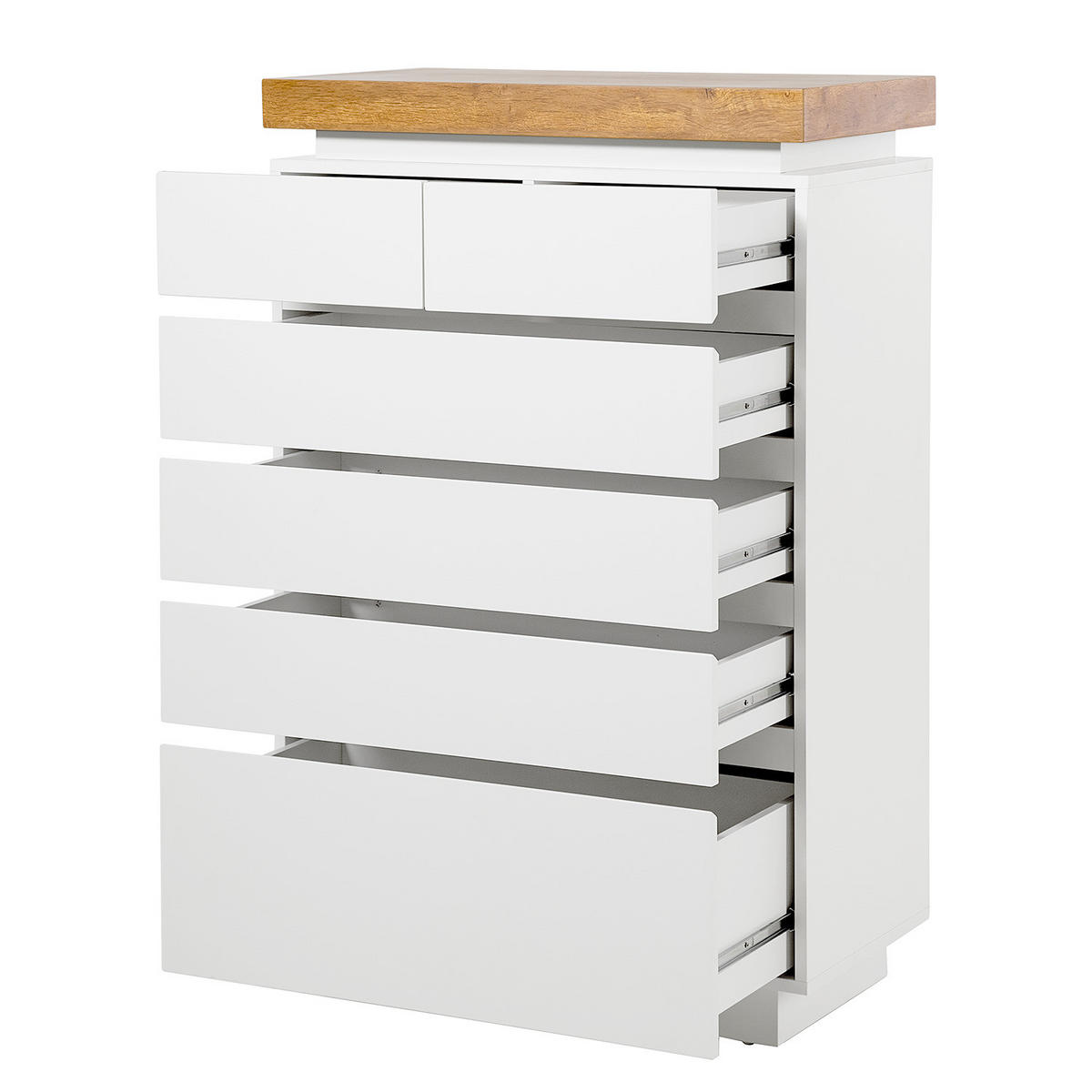 KOMMODE - Inkl. Beleuchtung - Eichefarben/Weiß, Holzwerkstoff (73/113/40cm) - home24