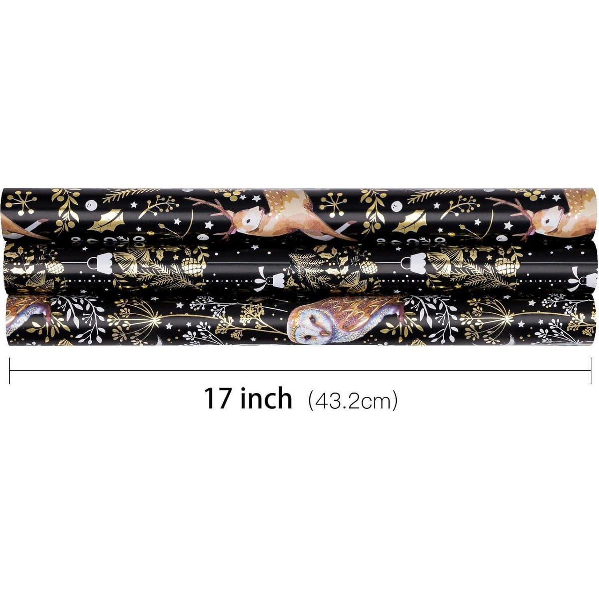 GESCHENKPAPIER 3-teiliges Set mit Eulen- und Rentier-Motiv - Multicolor, Papier (4/44/10cm)