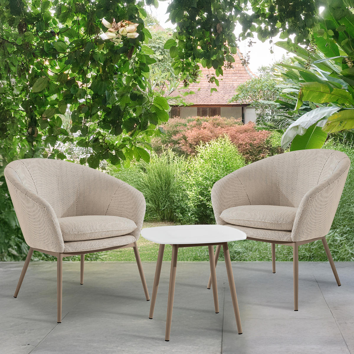 GARTENMÖBELSET SOLIS Gartenlounge-Set, - Weiß, Textil/Metall - KONSIMO®
