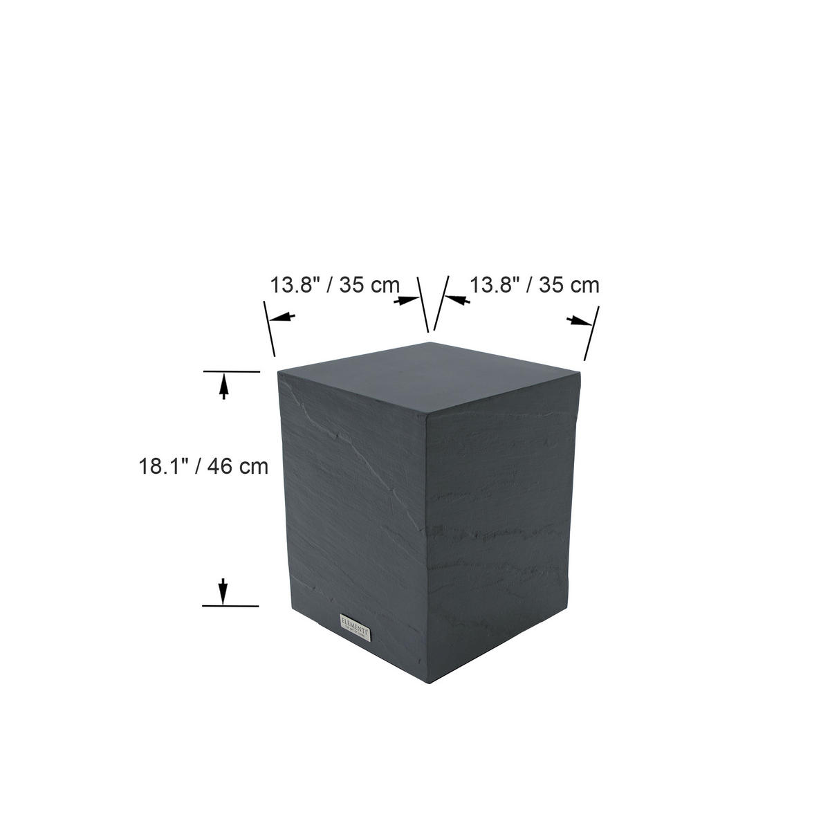 BEISTELLTISCH COLORADO aus GF-Beton, Wetterbeständig, 35x35x46 cm - Dunkelgrau, Naturmaterialien (35/35/46cm) - Elementi