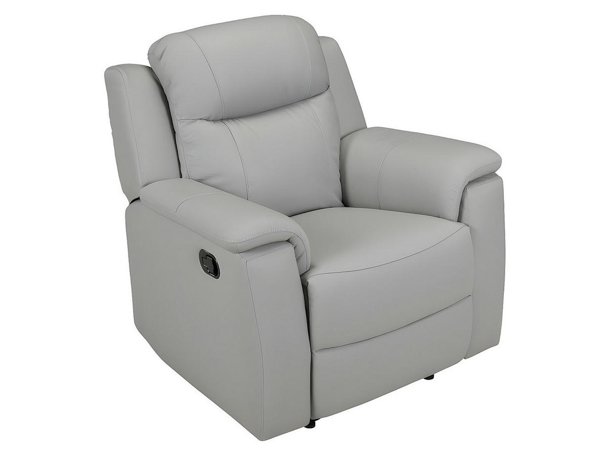 SOFAGARNITUR mit Relaxfunktion - 4 Personen - Leder - Hellgrau - - Hellgrau, Leder (205/100/96cm) - Vente-Unique