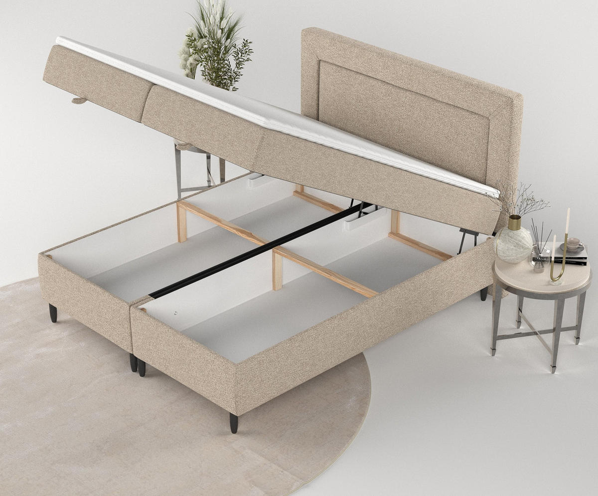 BOXBETT Nea Beige 200/200 cm - Beige/Schwarz, Holz/Holzwerkstoff (200/200cm) - Maison de Reve