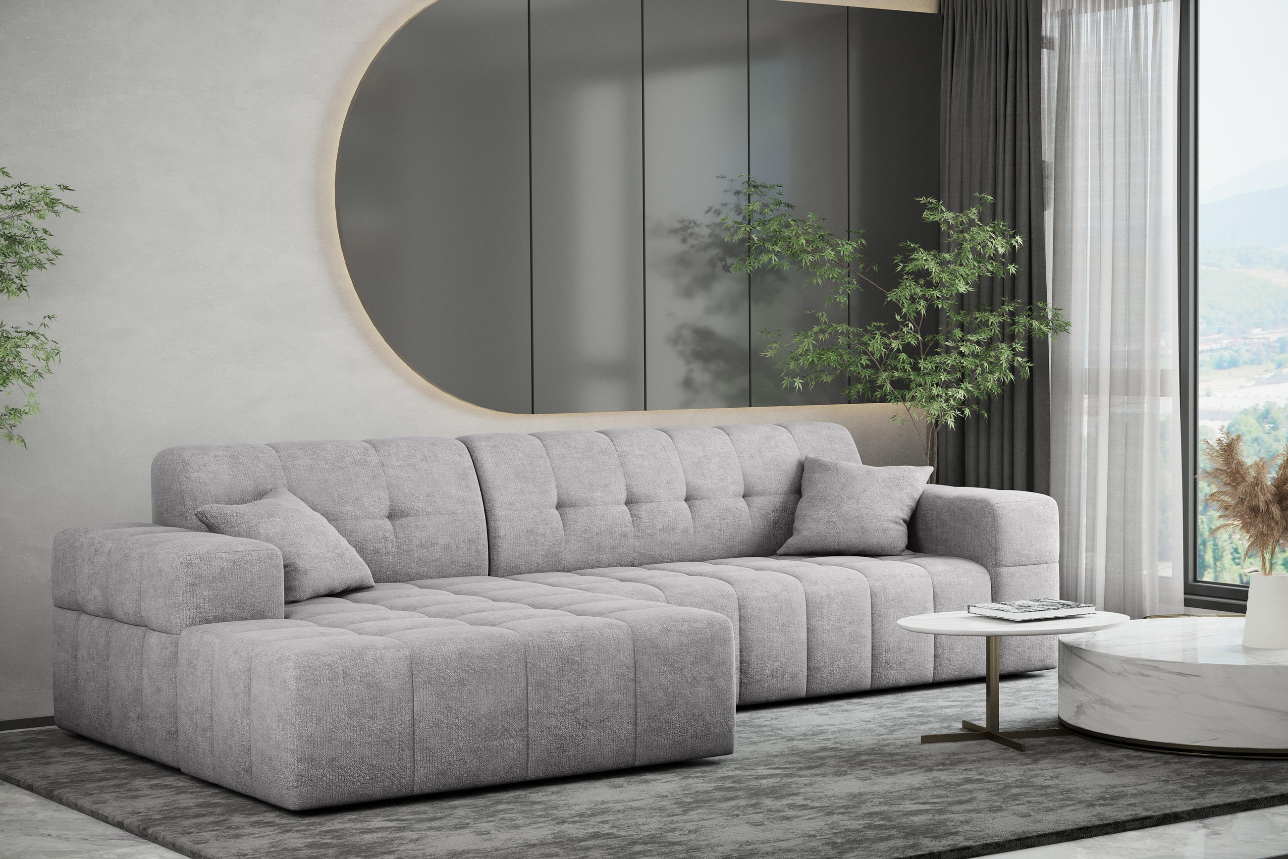 ECKSOFA NIMES Stoff Perfect Harmony Grau Links - Grau, Holz/Kunststoff (168/265cm) - Kaiser Möbel