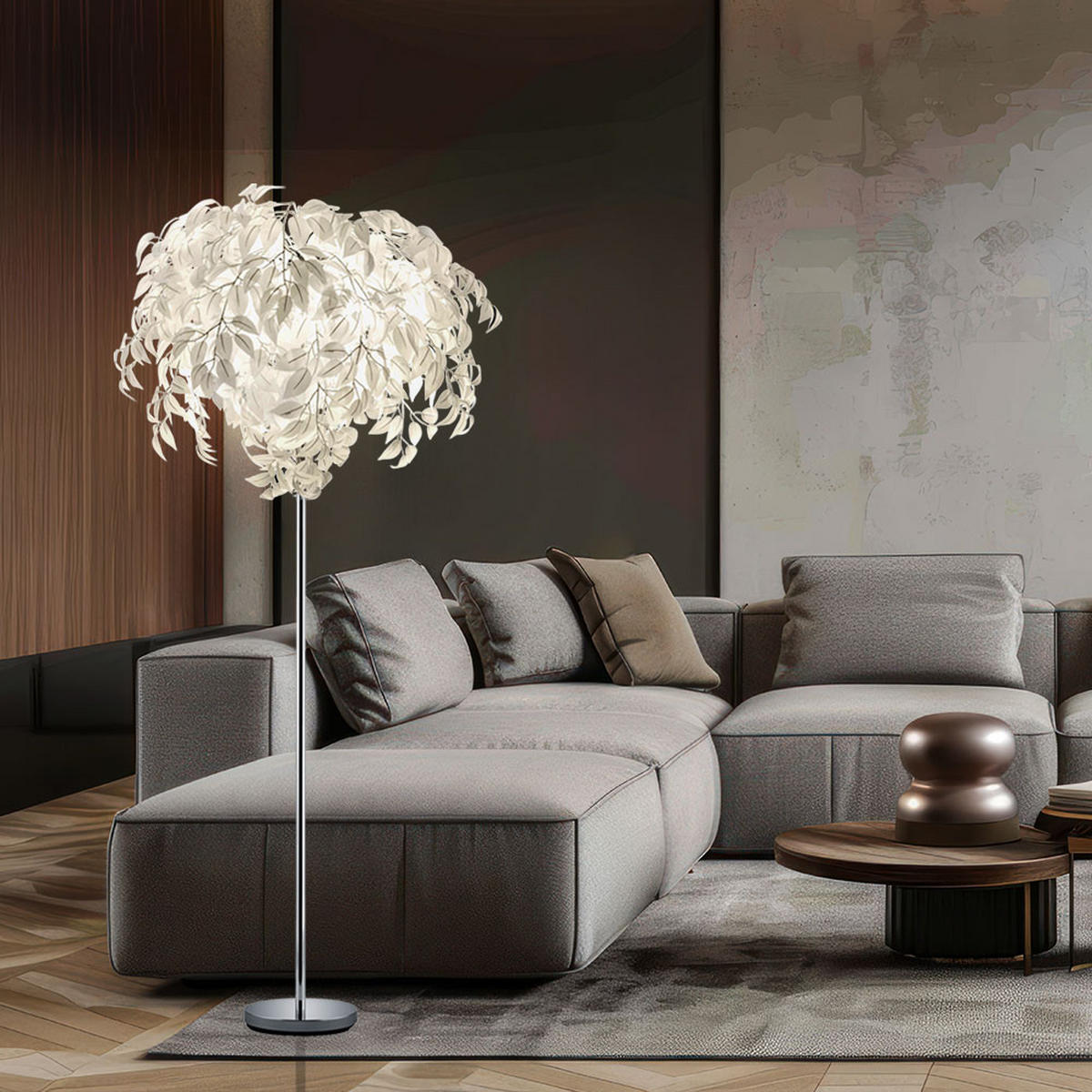 LED STEHLEUCHTE LEAVY Chrom Silber - Silberfarben, Metall (11.7/70/180cm)