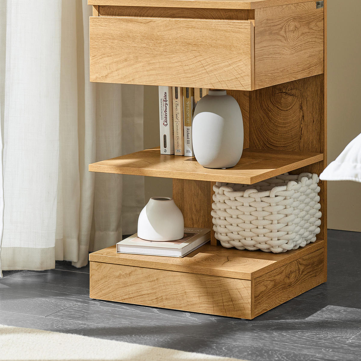 NACHTTISCH Natur - Naturfarben, Holzwerkstoff (39/39/65cm) - SoBuy