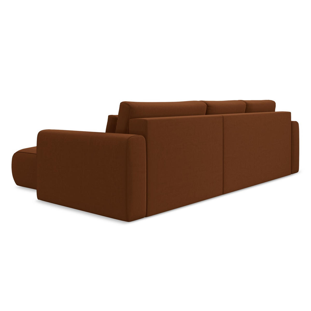 ECKSOFA mit Schlaffunktion Samt Stoff Orange - Terracotta/Schwarz, Kunststoff/Textil (278/149cm) - LaMiaSofa