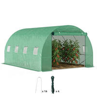 GEWÄCHSHAUS DE-12012 12 m² mit verstärkter 170 g/m² PE-Bache Grün - Grün, Metall (398/198/298cm) - ComfortXL
