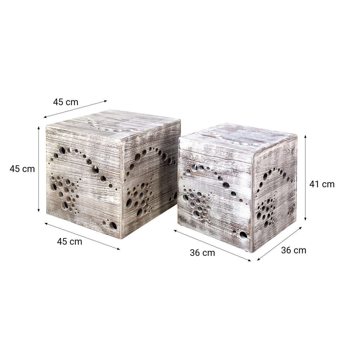 BEISTELLTISCH 2er Set Grau shabby - Grau, Holz (45/45/45cm) - Homestyle4u