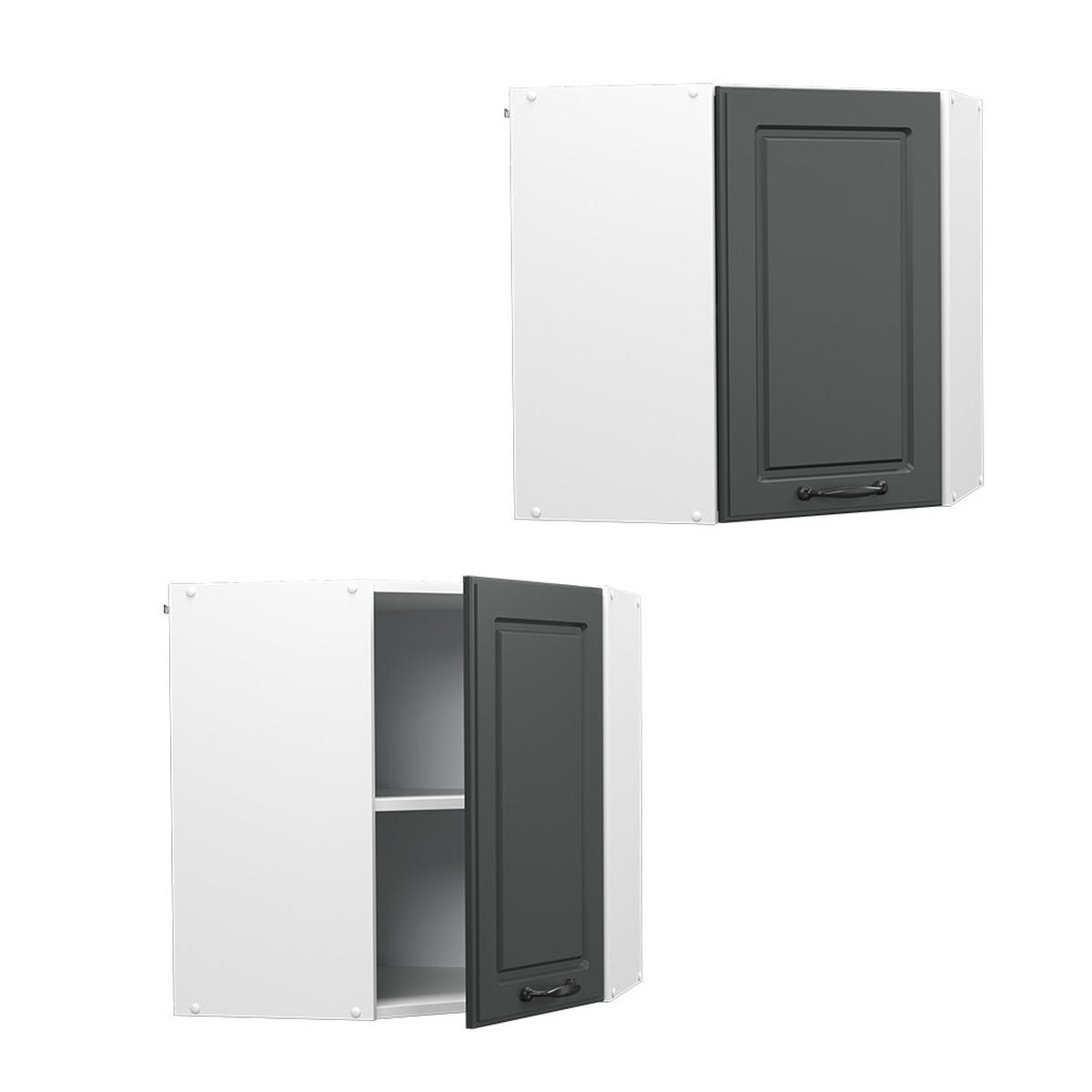 ECKHÄNGESCHRANK R-Line Anthrazit Landhaus 57 cm - Anthrazit/Weiß, Holzwerkstoff (57/60/34.1cm) - Vicco