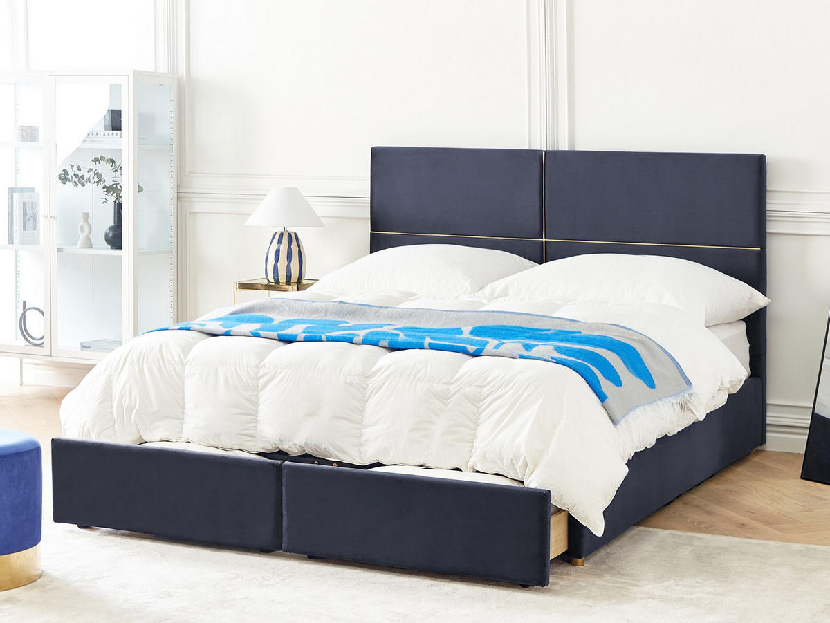 BETT mit Stauraum 180x200 cm Schwarz Vernoyes - Schwarz, Textil (180/200cm) - Beliani