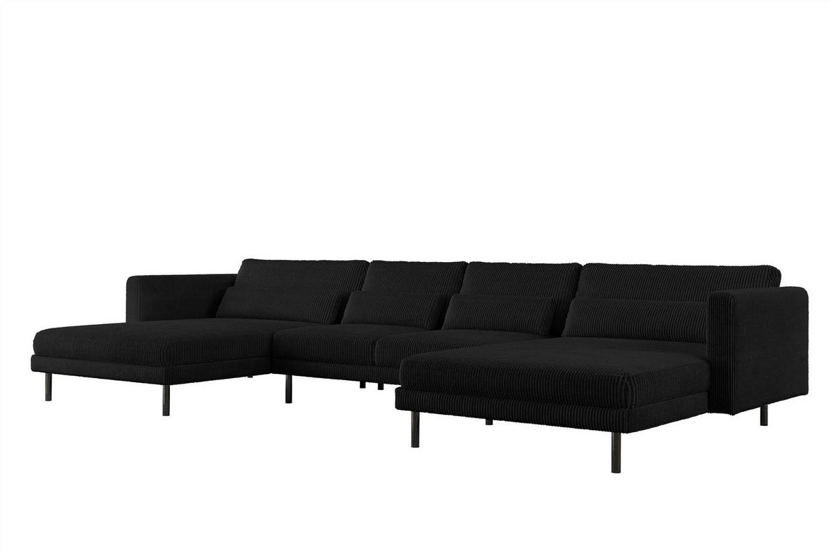 WOHNLANDSCHAFT Agada In Poso - Schwarz, Holzwerkstoff/Textil (391/83/174cm) - Fun Möbel