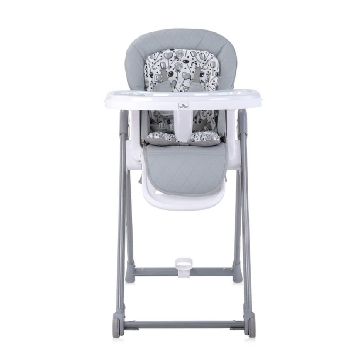 HOCHSTUHL PARTY grau weiss Rollen Höhe Lehne Fußstütze Tisch sind einstellbar - Grau, Kunststoff (52/122/102cm) - Lorelli