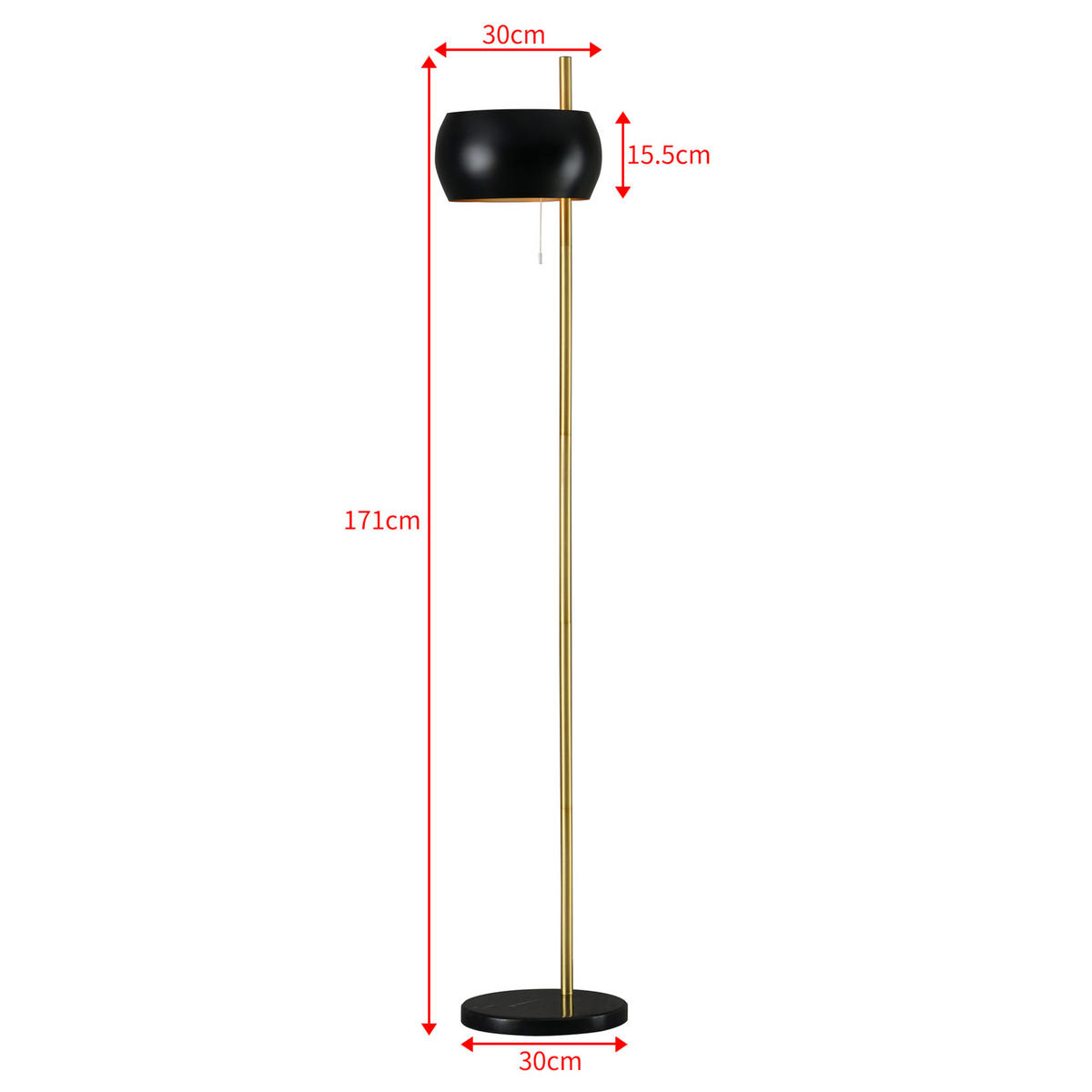 STEHLEUCHTE Luton - Schwarz, Metall (30/30/171cm) - lux.pro